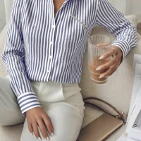 ZANZEA Women's Casual Striped Shirts 2025 Autumn Long Sleeve Turn-down Collar Button Up Shirt Woman Clothes Commuting Office