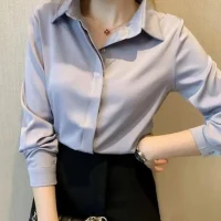 Profional Women's Long Sve White irt 2025 New Design Inner Wear Casual Commute Sle Loose Fit Korean Version
