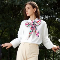 CHCH Women's Classic Autumn Fashion Elegant Office Ladies Long Sleeve Shirt Ribbon Design Commuting Dating Female Basic Blouses